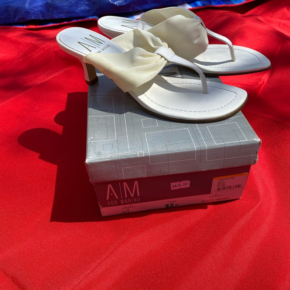 Ann Marino white sandal heels